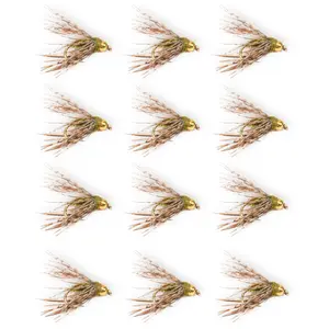 Floating Feather Supply Caddis Pupa Fly 12 Pack – Emerging Trout Pattern Size 14