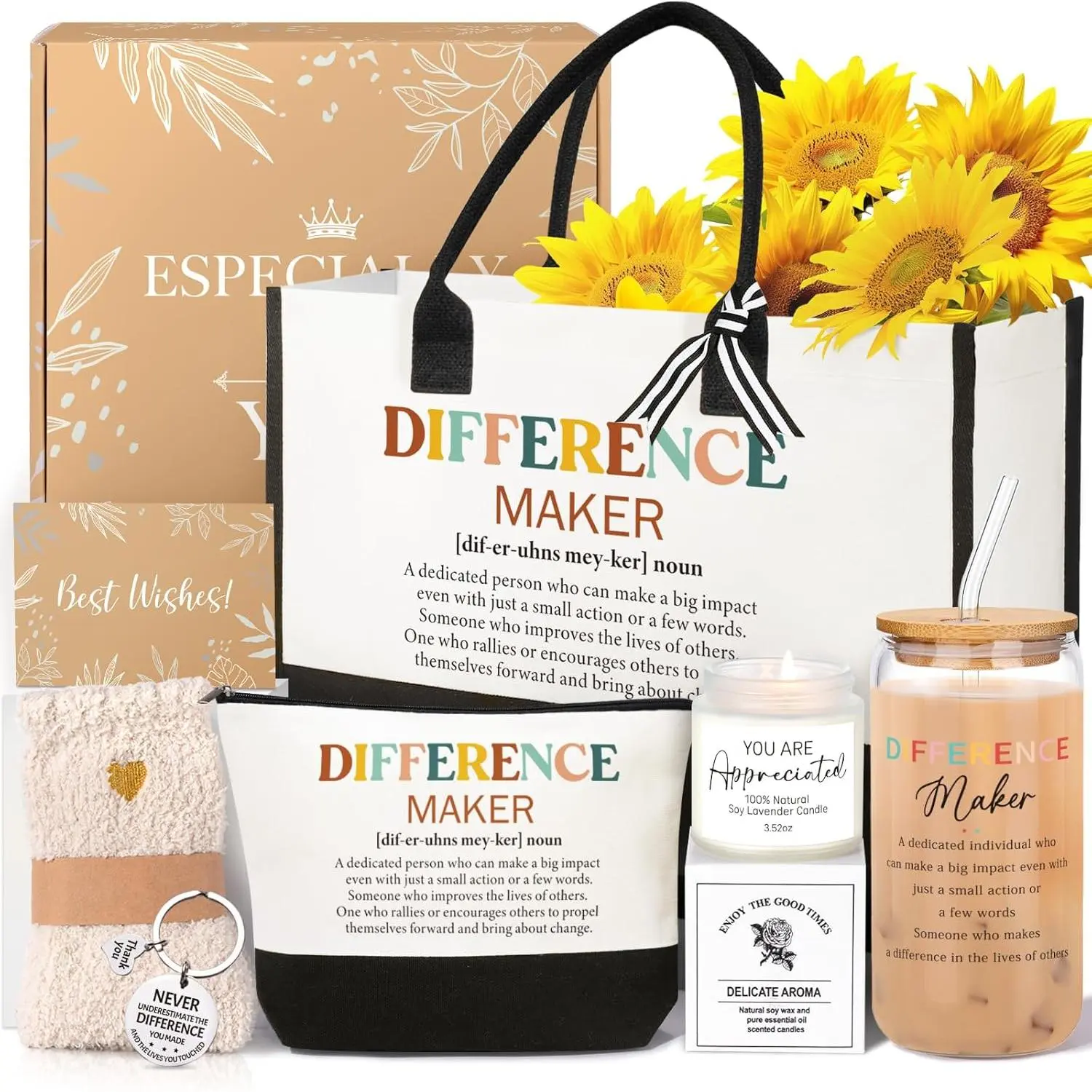 Thank You Gifts for Women, Employee Appreciation Gifts for Coworkers Employees Teachers , Farewell  Thank You  Box, Canvas Tote Bag Tumbler Appreciation  Baskets