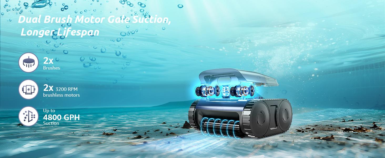 Cordless Robotic Pool Cleaner, Robotic Pool Vacuum for Inground Pools, Floor, Wall, Waterline and Drain Cleaning, 180 min Battery Life for Pool Up to 2150 Sq.ft