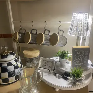 2.5L Classic Plaid Pattern Ceramic Teapot with Wooden Handle, Large-Capacity Teapot, Tea Making Tool for Home Office Use, Tea Kettle