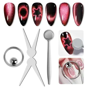 Cat Eye Magnet for Nails: 4PCS Cat Eye Gel Nail Polish Magnet Nail Art Tools Strong Nail Magnet Cateye Square Round Magnet Stick French Cat Eye Effect Double Ended Home DIY Salon Use