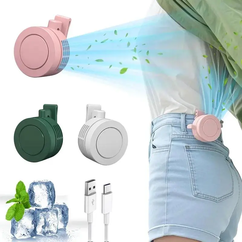 Portable Mini Bladeless Electric Fan, Silent And Rechargeable, Adjustable Three-Speed Waist-Hanging Fan, Rechargeable Rotating Body-Sensing Fan, Suitable For Outdoor, Travel And Office Use, Travel Accessories, Boyfriend Gift