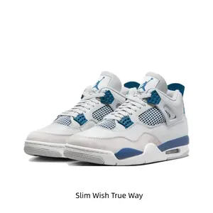 Retro Mid-Top Basketball Shoes in White, Blue, and Grey with Leather and Mesh