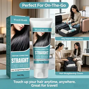 Protein Correcting Hair Straightening Cream - 3 Min Fast Straightening, Nourishes Hair, Reduces Frizz and Split Ends, No Heat Damage