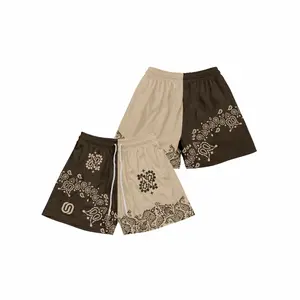 5 Inches Inseam Contrast Color Block Print Tropical Casual Mesh Camo Mid Waist Shorts, Breathable & Versatile for Basketball, Beach, Gym, Running - Unisex & Streetwear Style Workout Summer Clothes & Menswear Underwear