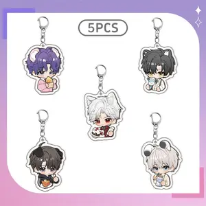 5count, 2026 New Love and Deepspace anime keychain 5cm/1.96in acrylic key pendant, Sylus/Zayne/Rafayel/Caleb/Aster cute comic characters, Suitable for backpack zipper, suitcase, phone case, headphone box, Fashion Anime Merchandise Gift for Fans.