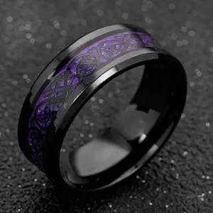 Fashion Simple Men Luminous Dragon Pattern Glowing Ring Jewelry Accessory Show Your Beauty Gift