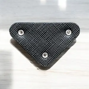 Designer-Inspired Brooch (Black/Silver Writing)