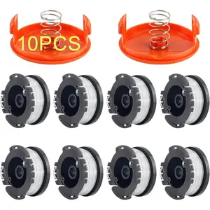 10 Pack Weed Eater String Compatible with , AF-100 0.065" Weed Wacker String Refill 240ft Automatic Feed String Trimmer Replacement Spool Line for Black&Decker(8 Spool+2 Cap+2 Spring)