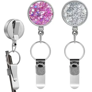 2 count Retractable Pen Holder 25.6" Pull Heavy Duty Universal Lanyard Pencil Holder Retractable Pen Reel with Belt Clip Key Ring for Carpenters  Workers Mechanics(Elegant)