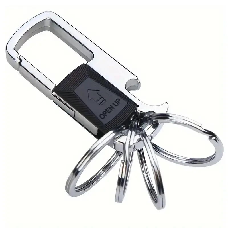 Durable Keychain with Detachable Key Rings & Bottle Opener, Versatile Car Key Clip Keychain Accessories for Men, Ideal for Everyday Carry, Valentine's Day Gift, Portable Tool Accessories