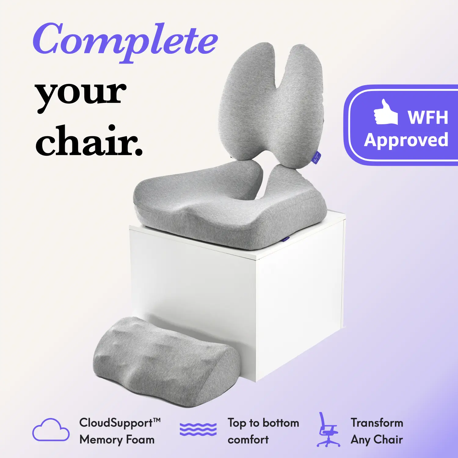 Cushion Lab | Ultimate Sitting Comfort Bundle — Sit Softly, Head to Toe — Seat Cushion + Lumbar Pillow + Foot Cushion Cushion Lab | Ultimate Sitting Comfort Bundle — Sit Softly, Head to Toe — Seat Cushion + Lumbar Pillow + Foot Cushion
