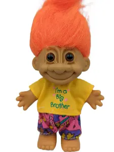 Russ Troll Orange Hair Vintage Collectible Good Luck 5" Figure Vinyl Doll with Nostalgic Humor Perfect for Collectors