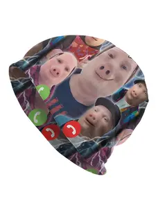 1 PC Autumn Spring Hats John Pork Vintage Digital Printed Hat 1 Thin Hat Bonnet Hipster Skullies Beanies Beanie Fitted Caps Men Women's Earmuffs