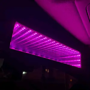 Broadway Infinity Rear View Mirror 280MM Wide Flat Interior Clip On with Rubber Clamps, Reflective background for Enhanced Visibility