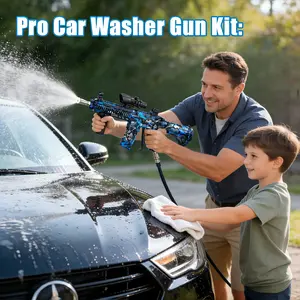 Mr IRONSTONE High Pressure Washer Gun with 3/8'' Quick Connector, Swivel Car Washer Gun Toy with 5 Pressure Washer Nozzle Tips & charing Station & Filter, Men's Gift, Father's Day Gift