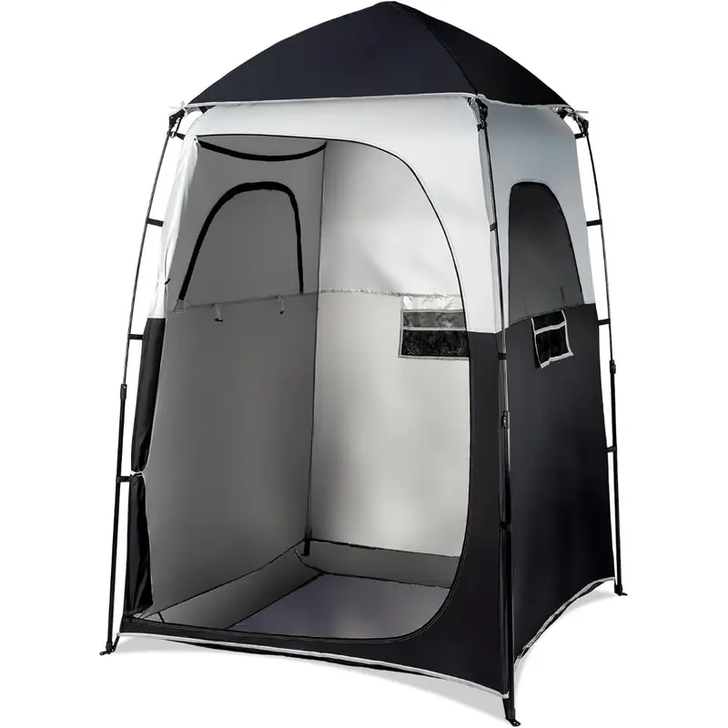 VINGLI 6.8FT Shower Tent, Large Instant Pop Up Shelter with Mesh Floor & Carrying Bag, Privacy Changing Room Tent for Toilet, Camping, Dressing, Lightweight & Sturdy, Easy Set Up