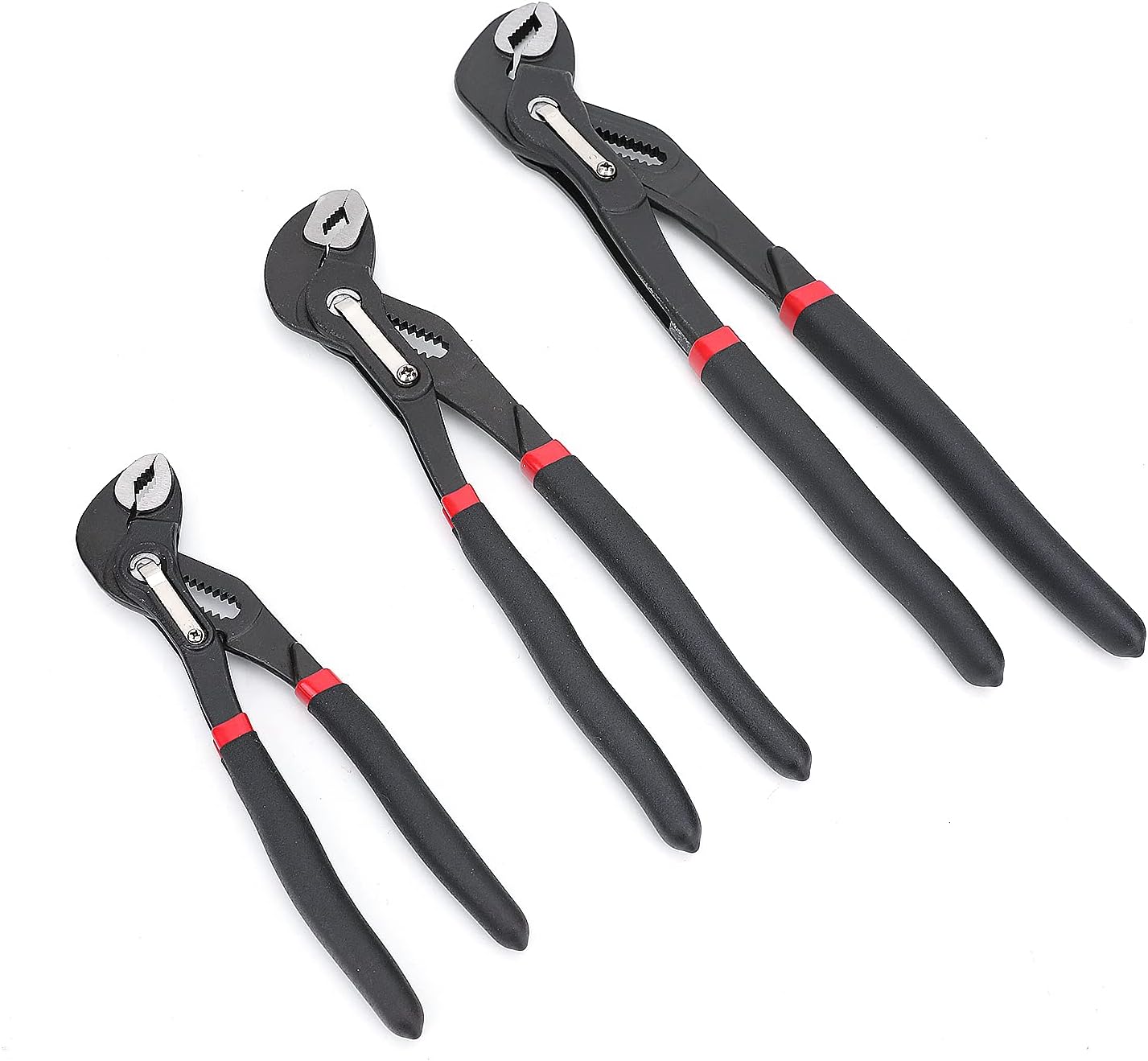 Basics 3-Piece Quick Release Groove Joint Pliers Set, Drop Forged Chrome Vanadium Steel, Includes 7-inch,10-inch, and 12-inch, Black Basics 3-Piece Quick Release Groove Joint Pliers Set, Drop Forged Chrome Vanadium Steel, Includes 7-inch,10-inch, and 12-inch, Black