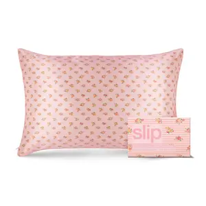 Slip Silk Pillowcase | Queen Size, Zippered Closure | Petal | Floral | 100% Pure Mulberry Silk | Anti-Aging, Anti-Sleep Crease, Anti-Bed Head | Designed to be gentle on Skin & Hair, Luxury Sleep Essential