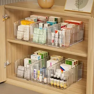 Large Capacity Transparent Home Medicine Storage Box, Detachable Dividers, Modern Tray Design, Durable Organizer for First Aid & Supplements