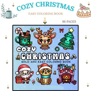 Christmas Coloring Book: Easy & Cozy Holiday Designs for Kids, Teens, Adults & Seniors — 40 Cute Hand-Drawn Illustrations with Thick Lines