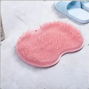 New Wall Mounted Back Scrubber, Shower Foot & Back Scrubber, Massage Pad, Silicone Bath Massage Cushion Brush with Suction Cups, Bathroom Wash Foot Mat Exfoliating Dead Skin Foot Brush (Pink))