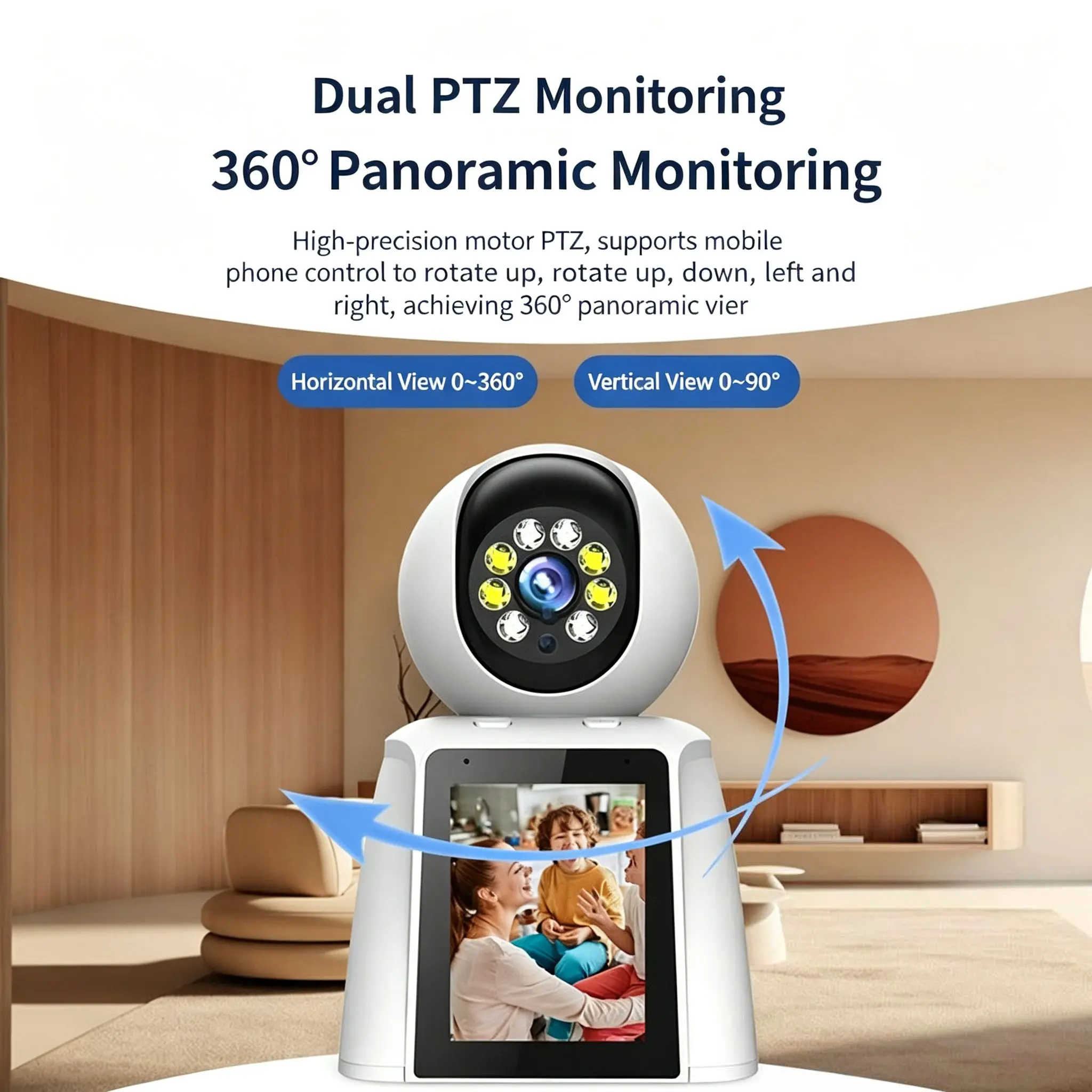 720P HD Indoor WiFi Security Camera with Color Screen & Built-in Light, USB Plug-in No Battery TPU Two-Way Video Cam, Motion Alert Local SD Recording Monitor for Elderly, Baby, Solo Apartment Living cameras for home webcam