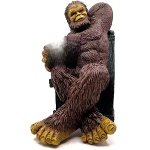 Bella Haus Bigfoot Garden Statue Sasquatch Enjoying Morning Coffee Whimsical Bigfoot Cabin Décor for Yard Patio Office or Home Hand-Painted Resin Statue