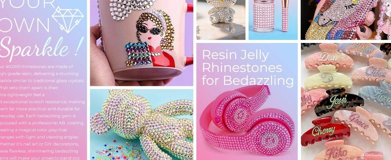 Bedazzling Kit 40000Pcs 40 Colors Resin Jelly Rhinestones, Multicolor 3mm Flatback Gems for Diamond Art, Bedazzler Kit with 4Pcs 10ml B7000 Jewelry Glue & Tools for DIY Nail Art Crafting Makeup Adults