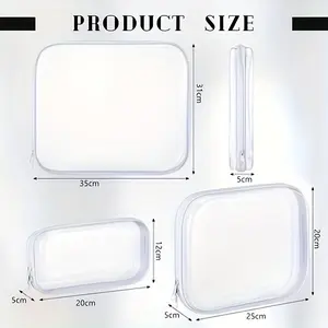 6 pieces of double-zipper hard transparent storage bags, including 3 different sizes, suitable for toy storage, hard plastic pencil cases, hard plastic clay storage, portable holiday bathroom makeup bags