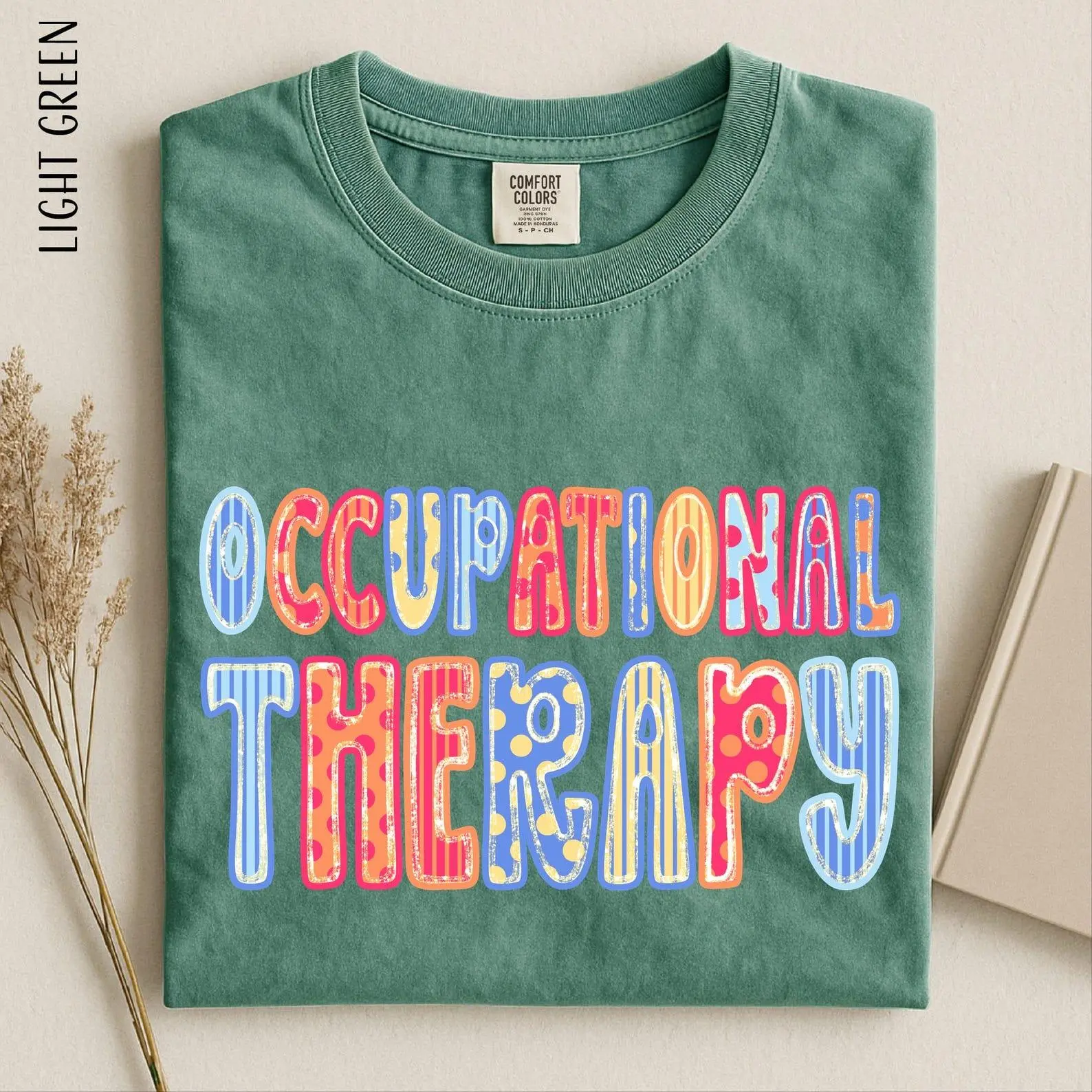 Men's Comfort Colors Fitted Cotton Breathable Casual Occupational Therapy Graphic T-Shirt - OT-OTA Rehab Healthcare Tops, Round Neck