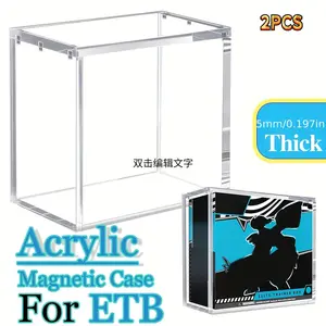 2-Piece Acrylic Stackable Display Case, Fits Booster Box & Elite Trainer Box (etb), Transparent Magnetic Closure Storage Box