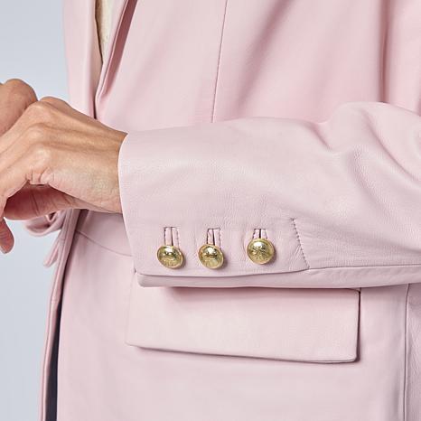 G by Giuliana Lamb Leather Single-Breasted Blazer