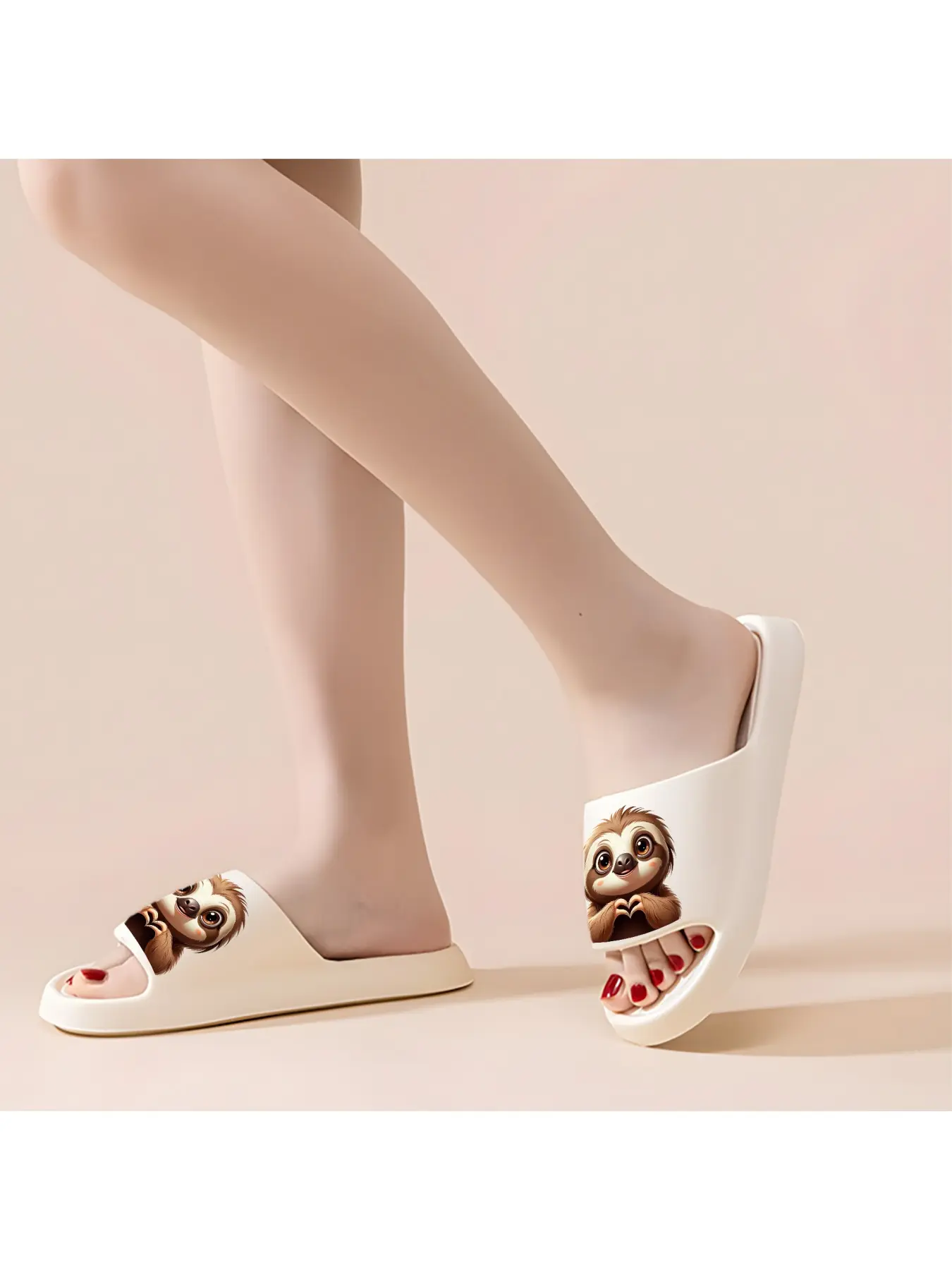 Cute Sloth Print Slippers Women Men Soft Fleece Lined House Shoes Anti-Slip Indoor Outdoor Comfortable Winter Warm Plush Animal Pattern Slippers for Home Bedroom