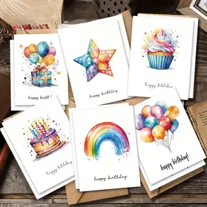 Birthday Card Set, 1 Set Including 12  Birthday Cards & 12 Envelopes , DIY Message Card Set for Birthday Party, Unique & Vibrant Designs for Everyone, Perfect for Birthdays, Celebrations & Thank You Notes.