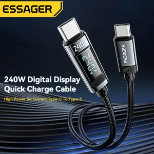 Ultra-fast charging cable suitable for mobile phones, laptops and tablets, digital display, 240-watt dual USB Type-C interface, supports PD fast charging, selectable data transmission length, Cellphone