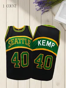 Men's #40 Stitched Basketball Jersey - Loose Fit Breathable Sportswear with Seattle Lettering & Number 40, All-Season Casual & Game Day Shirt for Outdoor Sports, Streetwear, Parties, Tank Top Jersey