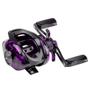 HAUT TON Purple Baitcasting Fishing Reels, 7.2:1 Gear Ratio, 4+1BB, Highly Smooth, 17.64 Lbs Max Drag, Perfect for Freshwater & Saltwater Fishing