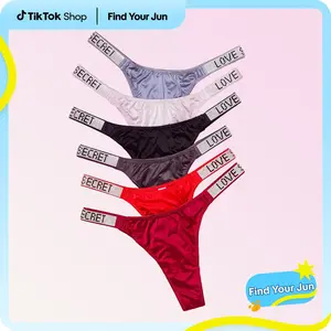 6-pack Women's  letter rhinestone thongs, soft, comfortable and breathable underwear, suitable for daily wear, sports, and four-season multi-pack underwear size for S-XL