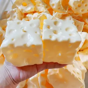 Square Cheese Ball Slow Bounce Toy, RealisticBread Texture, Tpr Shell, Perfect Gift for Birthday, Christmas,Halloween, Easter