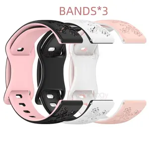 Printed silicone strap suitable for Garmin Vivoactive 3 Venu 2 plus SQ Vivomove HR silicone strap Forerunner 245 645 55 smart strap 20mm women's sports strap 3 sets