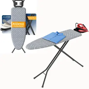 Folding Ironing Board - Height Adjustable Iron Board in Full Size, Wobble-Free & Heavy-Duty Ironing Board with Cover and Pad for Heat Resistance, Grey, 43" L x 13" W x 35.8" H