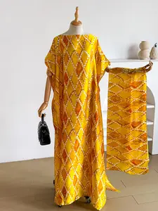 Elegant Silk Plaid Print Dress Set, Long Robe Shawl Scarf, Beach Sun Protection Satin Scarf, Casual Fitted Style, All Seasons, Lady