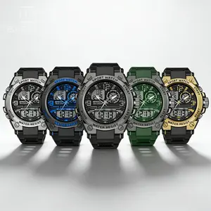 Men's Rugged Outdoor Sports Watch Water Resistant Multi Function Digital & Analog Display