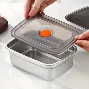 Stainless Steel Food Storage Box, 3 Counts Reusable Food Storage Containers with Lids, Food Preservation Container for Home Kitchen & Outdoor Picnic