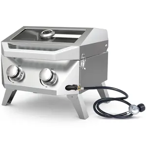 Bestfire 20,000 BTU Portable Tabletop Propane Gas Grill – 2-Burner Stainless Steel with Viewing Glass Lid, Built-In Thermometer & Push-Button Ignition – Ideal for RV, Tailgating & Outdoor Cooking tiktokshopspringglowup
