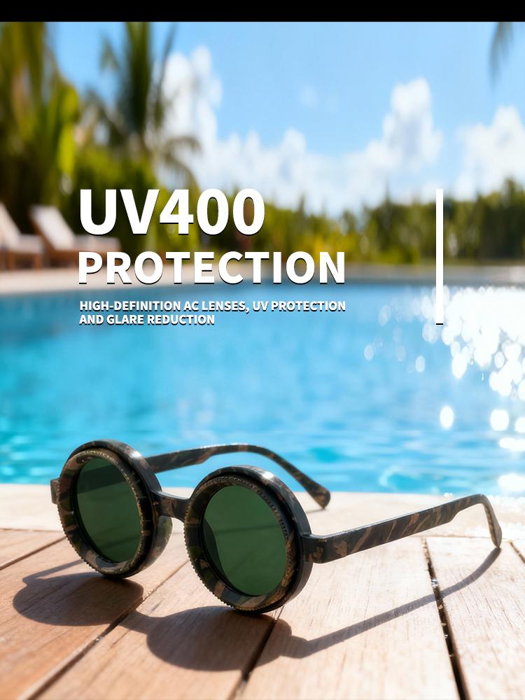 【Black Friday】Cyxus Adjustable ND Filter Sunglasses with 9-Step Light Reduction Polarized UV400 Vintage Punk Style Unisex Shades for Outdoor Travel - P1323