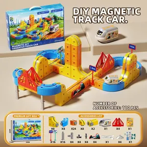 Magnetic Building Train Set, 110pcs 3D Magnetic Track Toy, DIY Puzzle for Kids, Educational Gift for Boys and Girls, Birthday Present