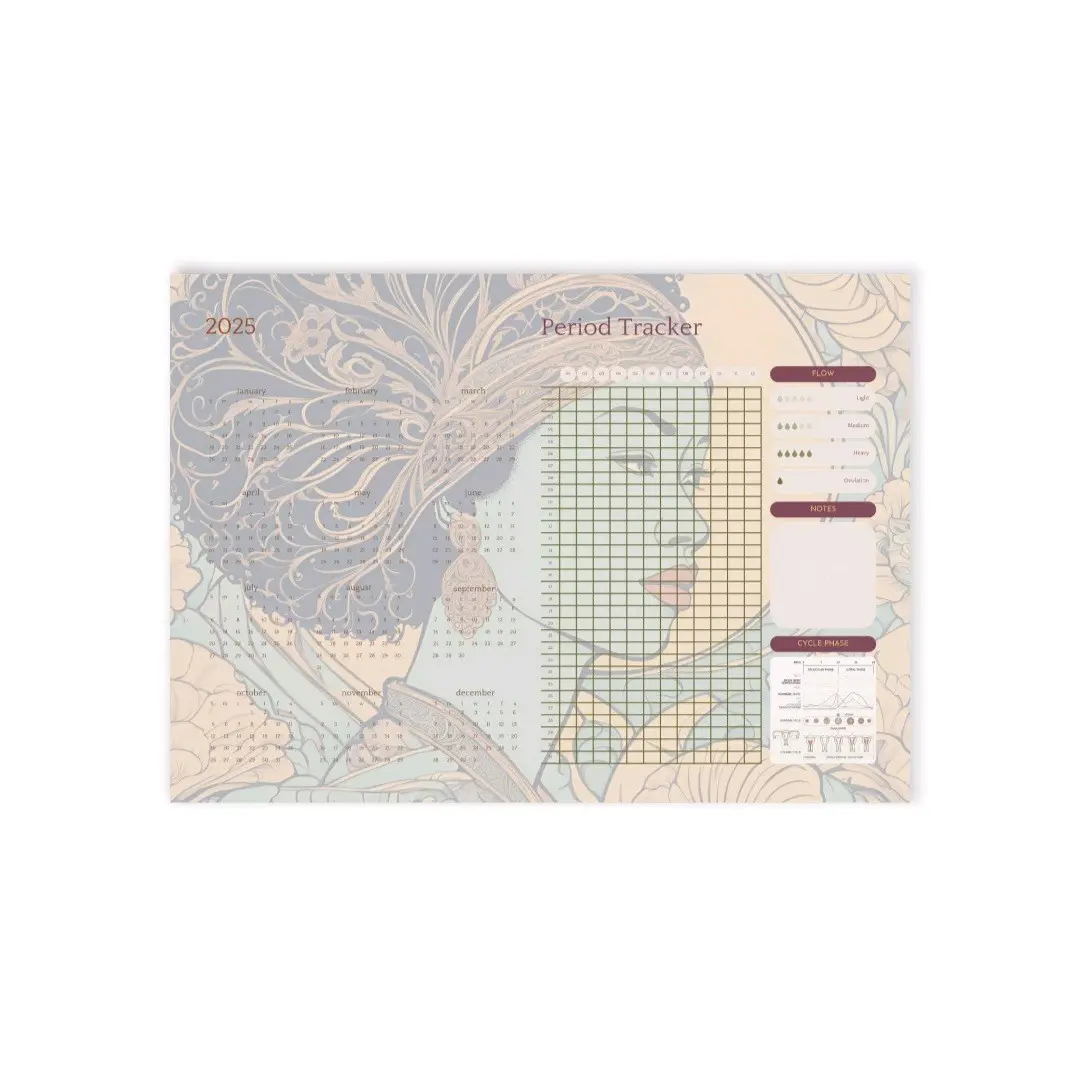 Lil Golden Brown New Beautiful 2025 Afro Diasporic Culture Period Tracker Calendar Holiday Postcards + Digital File for Holidays and Celebration