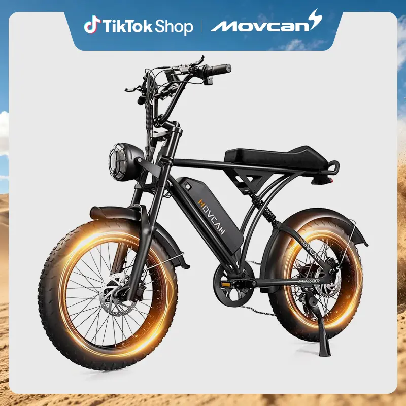 Movcan V60/V60Pro Electric Bike, 48V 15.6/20.8Ah Removable Battery 20” Fat Tire Electric Bike, 1500W/2000W Motor 30/33MPH Top Speed Electric Motorcycle, 7 Speed Dual Disc/Hydraulic Brake E Bikes